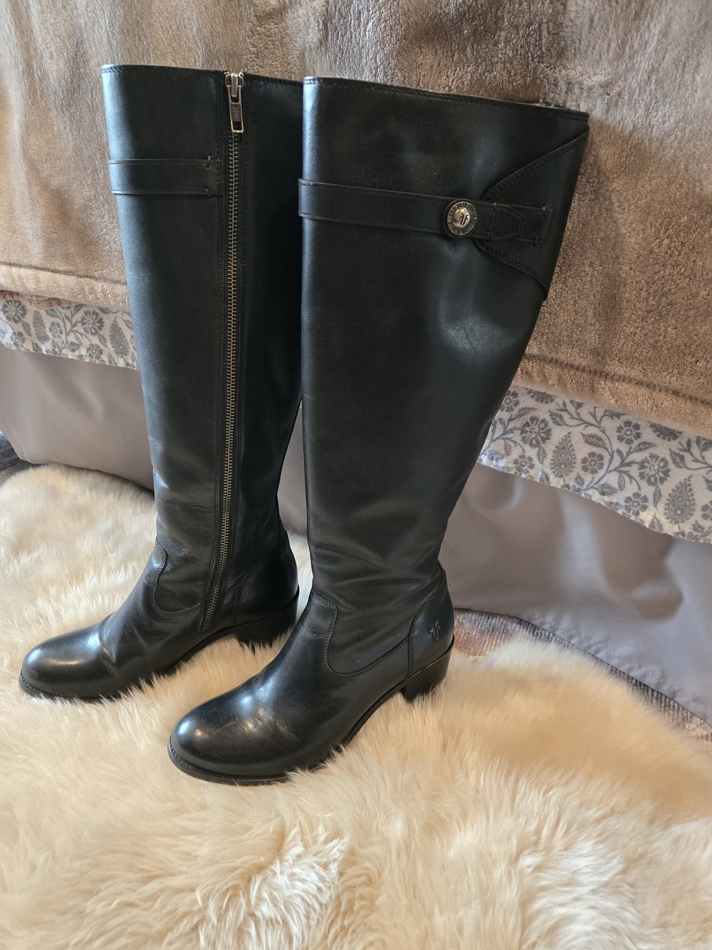 Frye Black Leather Riding Boots